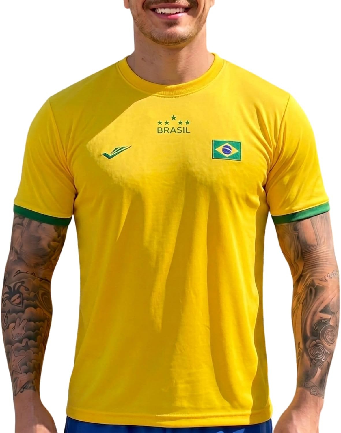 Camisa do Brasil Masculina Copa 2026 Camiseta Seleção Brasileira Estampada Elite Dry Fit Proteção UV Tamanhos P ao GG