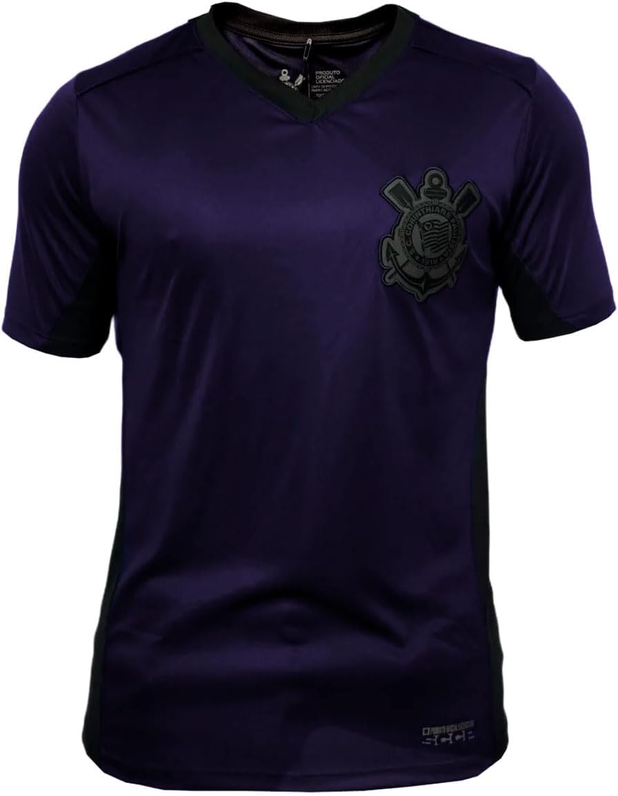 Camiseta Masculina Roxa Preto Torcedor Oficial Corinthians