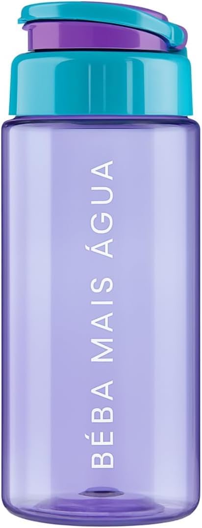 Garrafa Squeeze TIBA Atenas Decorada 500 ml com Alça Lilas/Azul