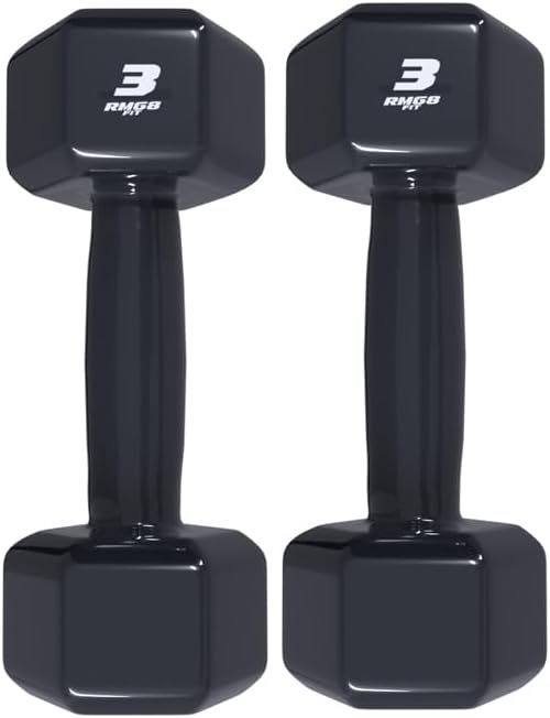 Rmg8 Fit - PAR HALTER 3KG EMBORRACHADO SEXTAVADO PRETO